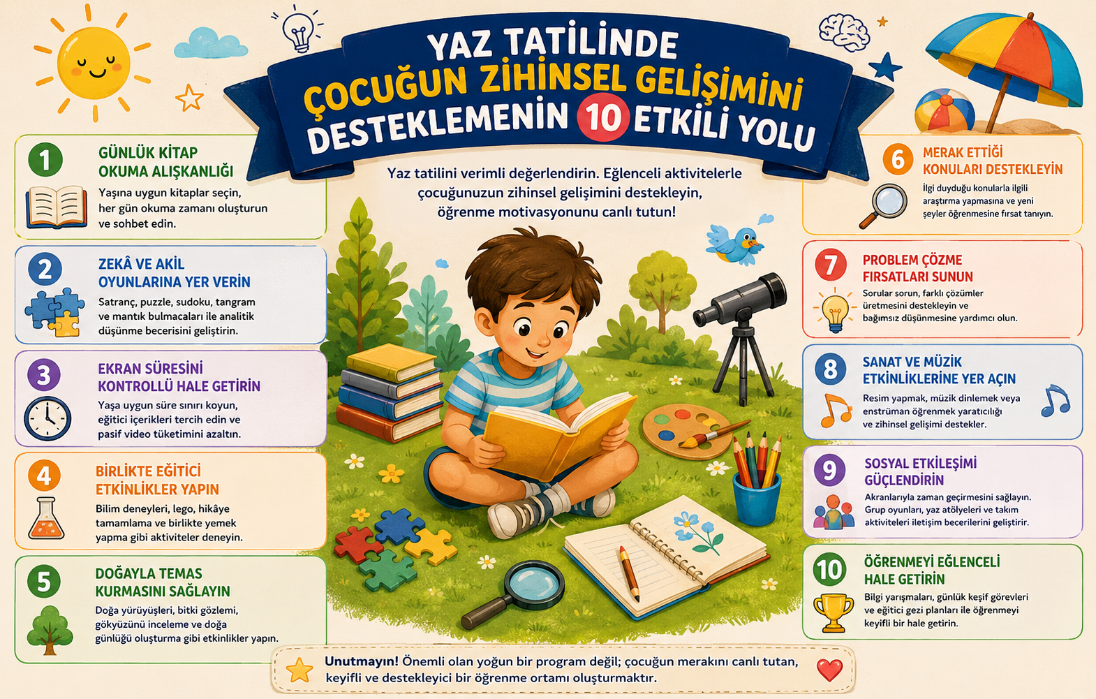 Yaz Tatilinde Çocuğun Zihinsel Gelişimini Desteklemenin 10 Etkili Yolu